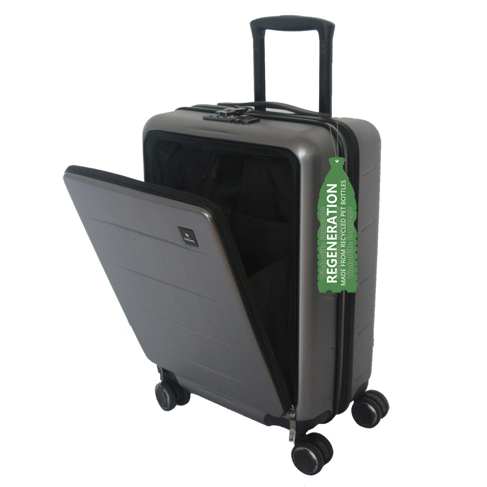 Victorlite recycled RPET Cabin size luggage with external pocket