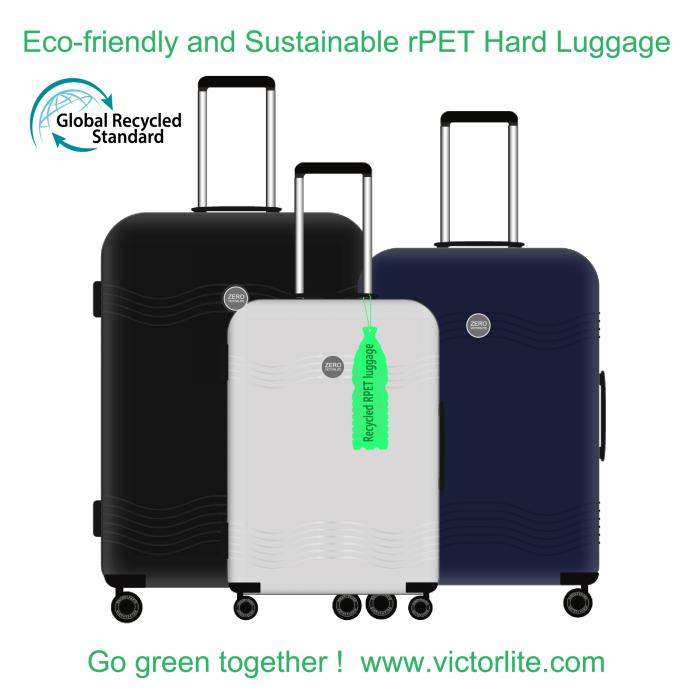 Sustainable rPET Hard Luggage Recycled Plastic Bottles rPET Hard Koffer
