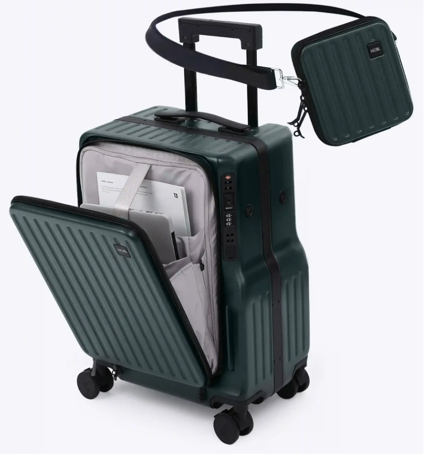 Smart front opening suitcase,smart front opening luggage,Smart front opening pocket suitcase,smart front opening pocket luggage,detachable side bag suitcase,detachable side bag luggage