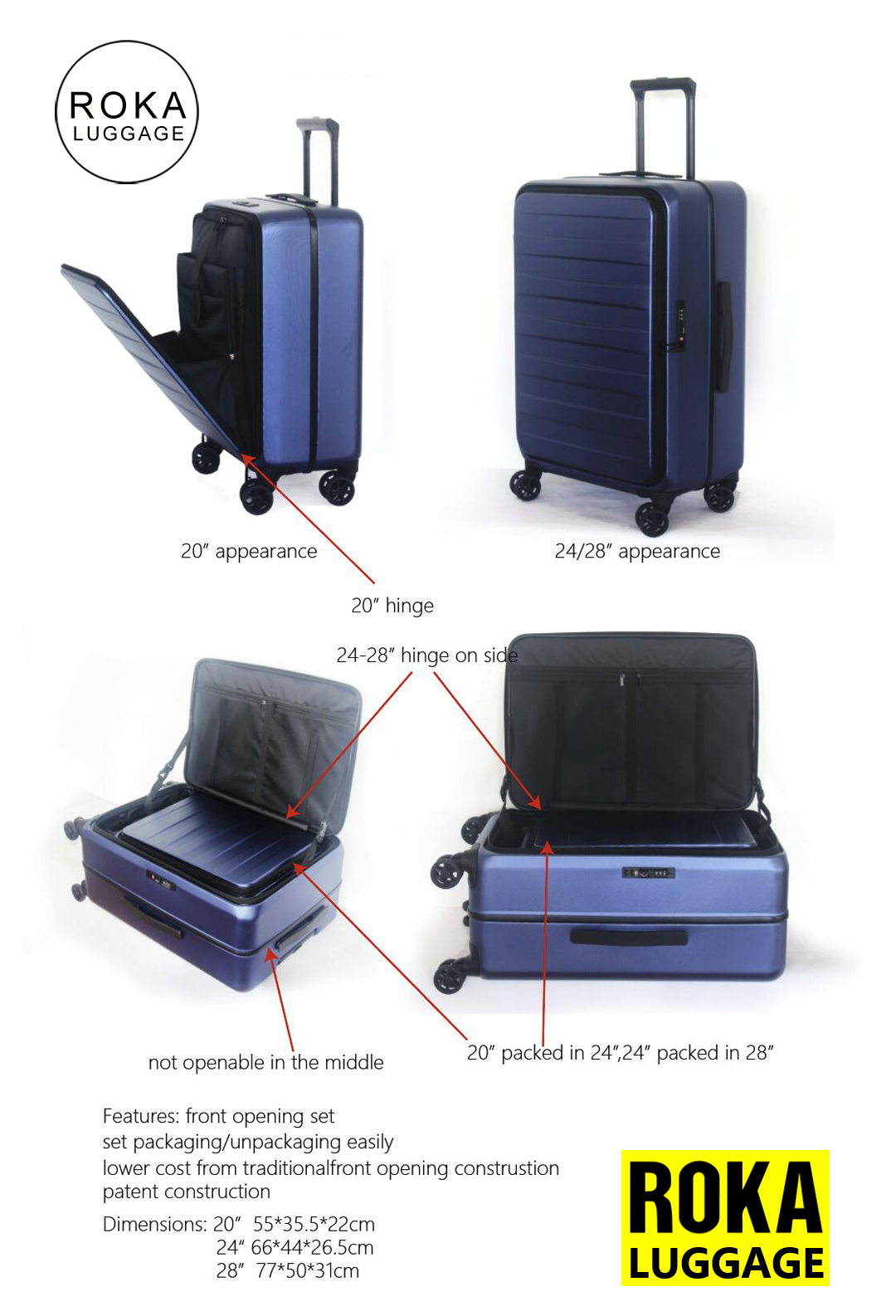 Roka front opening luggage,front opening suitcase,hardside front opening carry-on,hardside front opening rolling luggage Roka front opening luggage,front opening suitcase,hardside front opening carry-on,hardside front opening rolling luggage