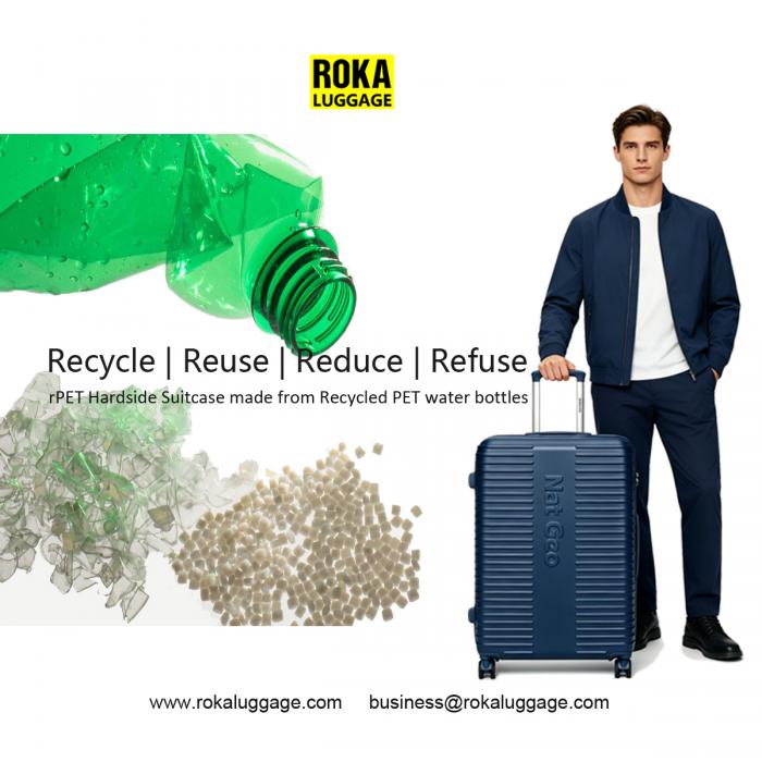 Sustainable Recycle rPET Suitcases are Trendy ECO Luggage for Loyalty Programs Supplier.
